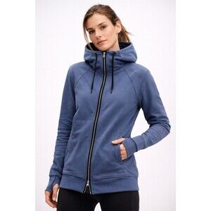 Oakley Performance Zip Hoodie Women’s Small Blue Dual Zip Thumbhole Activewear